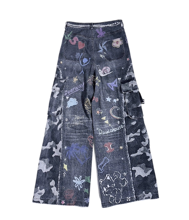 Graffiti Pocket Cargo Jeans