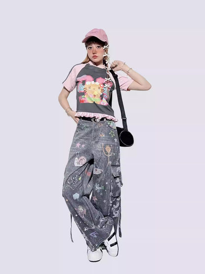 Graffiti Pocket Cargo Jeans