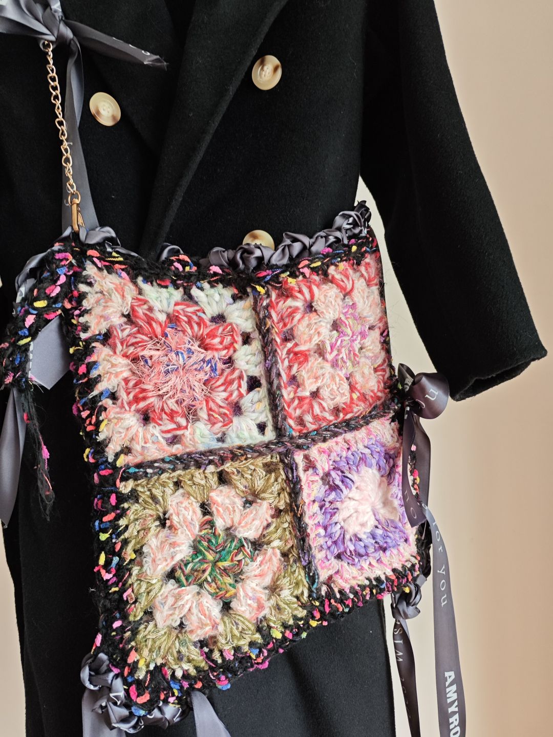 Granny Square Crochet Shoulder Bag