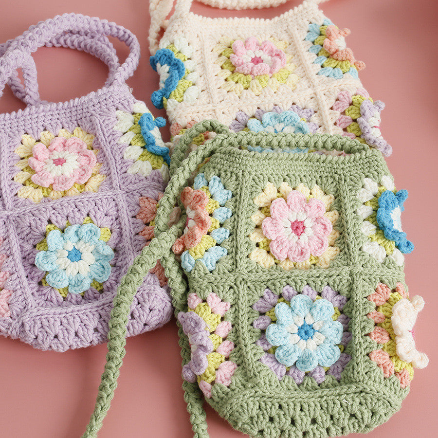 Granny Square Flower Crochet Crossbody Bag