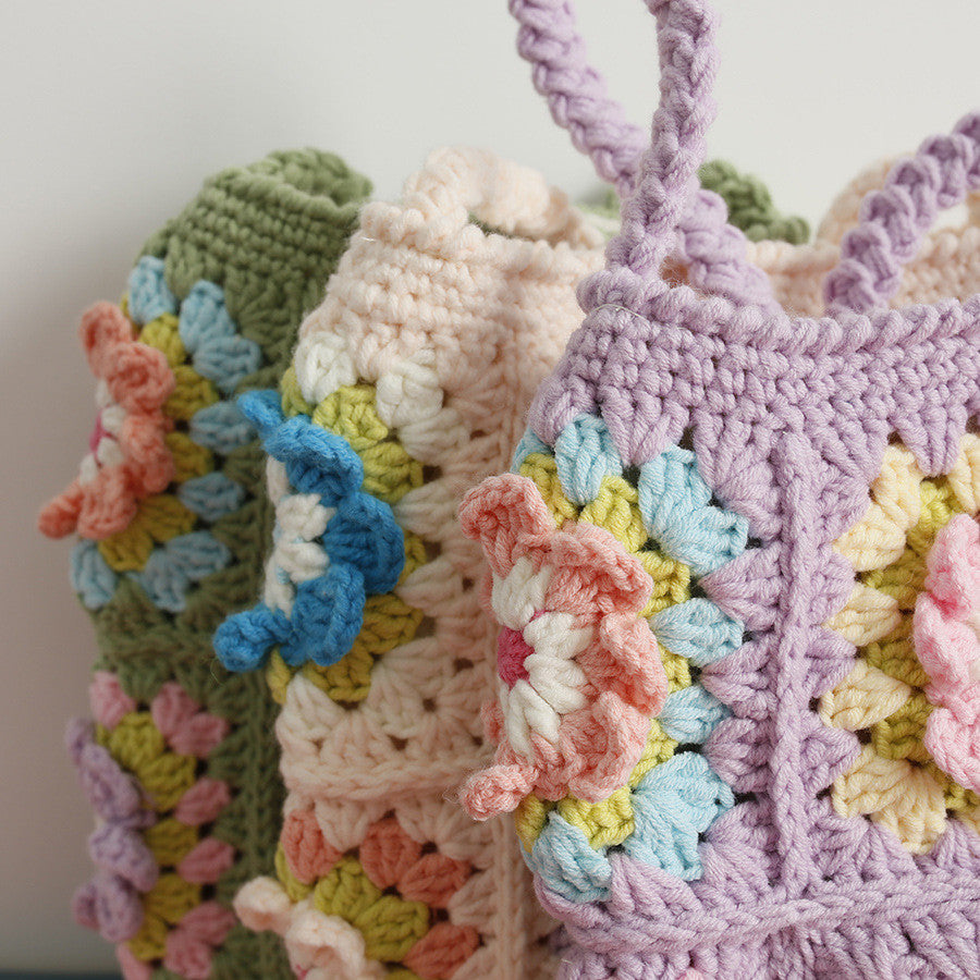 Granny Square Flower Crochet Crossbody Bag