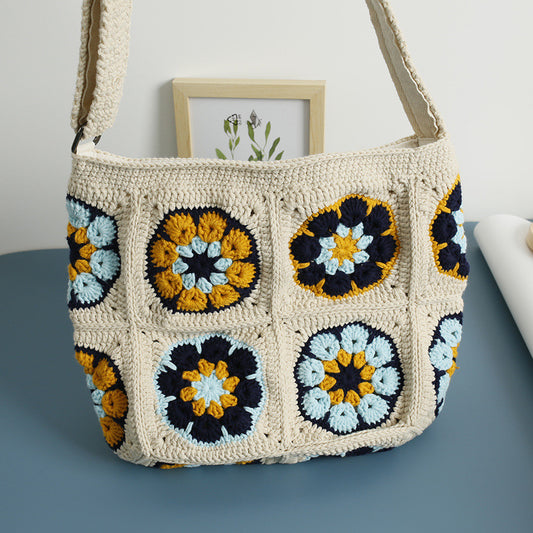 Granny Square Flower Crochet Shoulder Bag