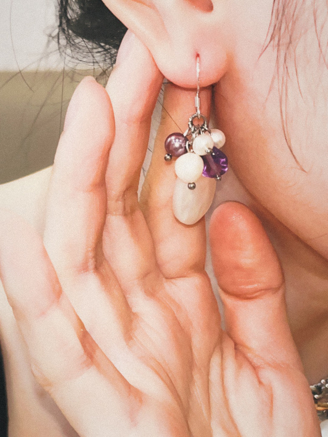 Grape Shell Beaded Earrings