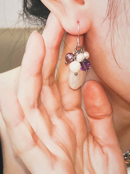 Grape Shell Beaded Earrings