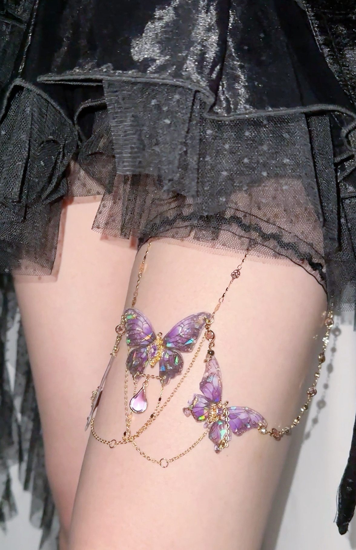 Grape Tear Purple Butterfly Leg Chain