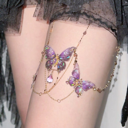 Grape Tear Purple Butterfly Thigh Chain