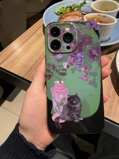Grape Vine Cat Printed Phone Case