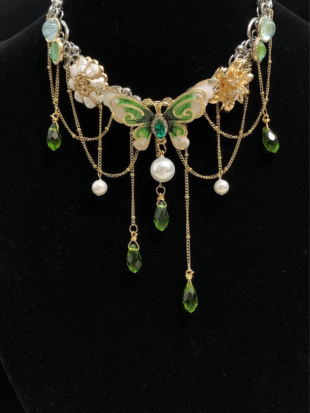 Green Butterfly Tassel Choker