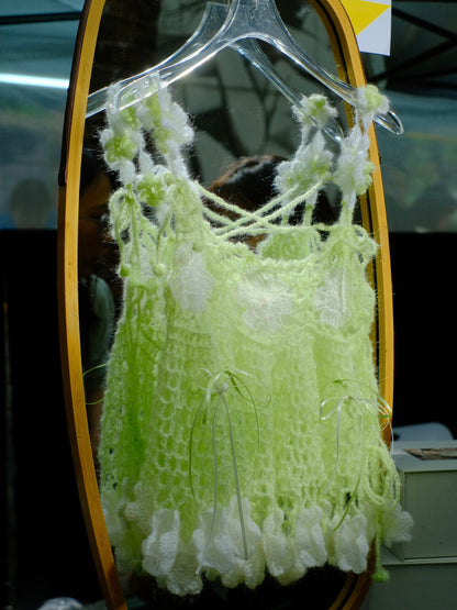 Green Grape Floral Crochet Cami Top