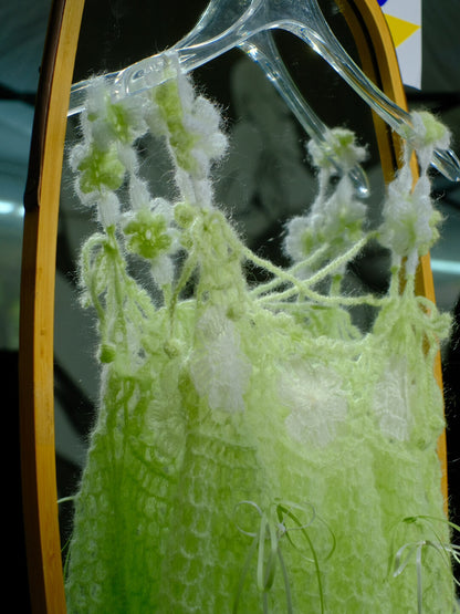 Green Grape Floral Crochet Cami Top