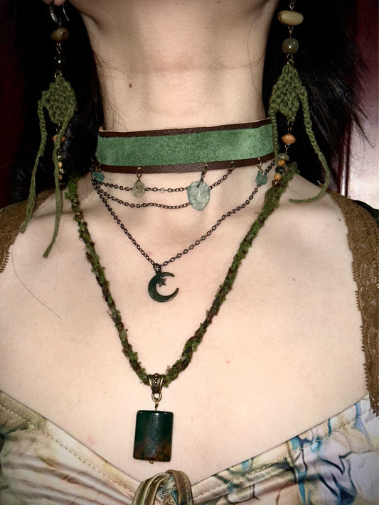 Green Mist Exotic Statement Necklace