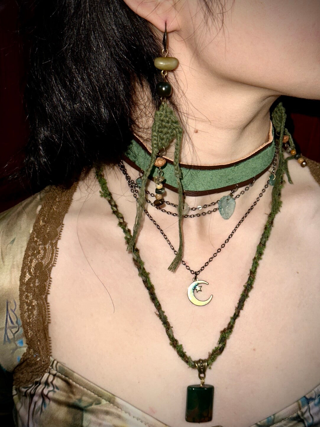 Green Mist Exotic Statement Necklace