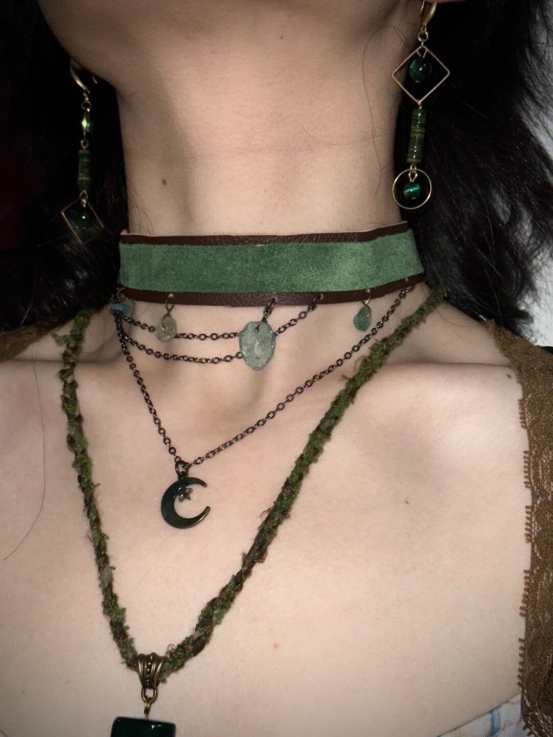 Green Mist Exotic Statement Necklace