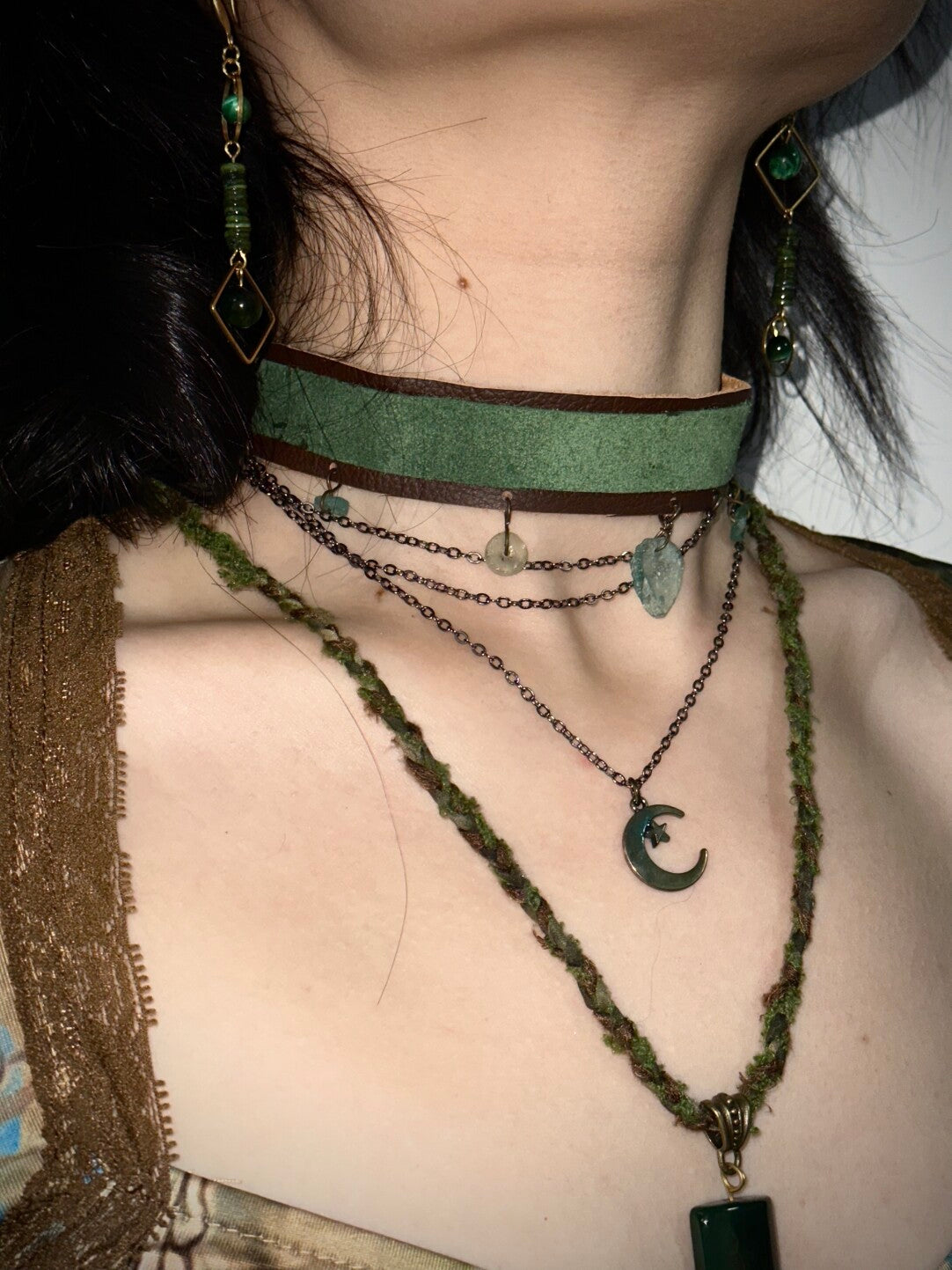 Green Mist Exotic Statement Necklace