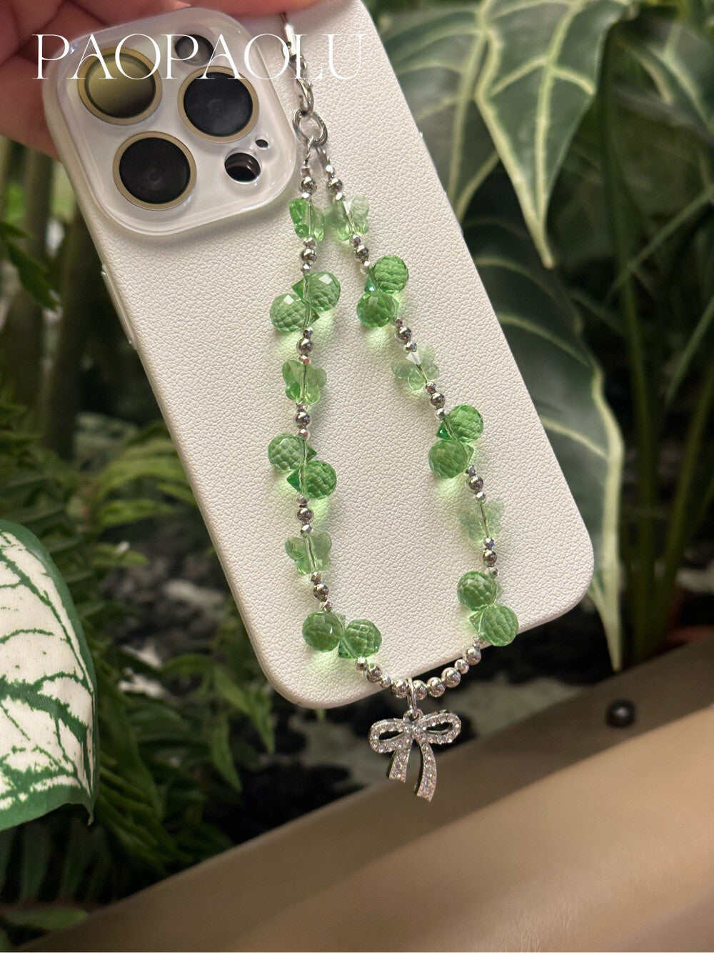 Green Mood Beaded Phone Charm