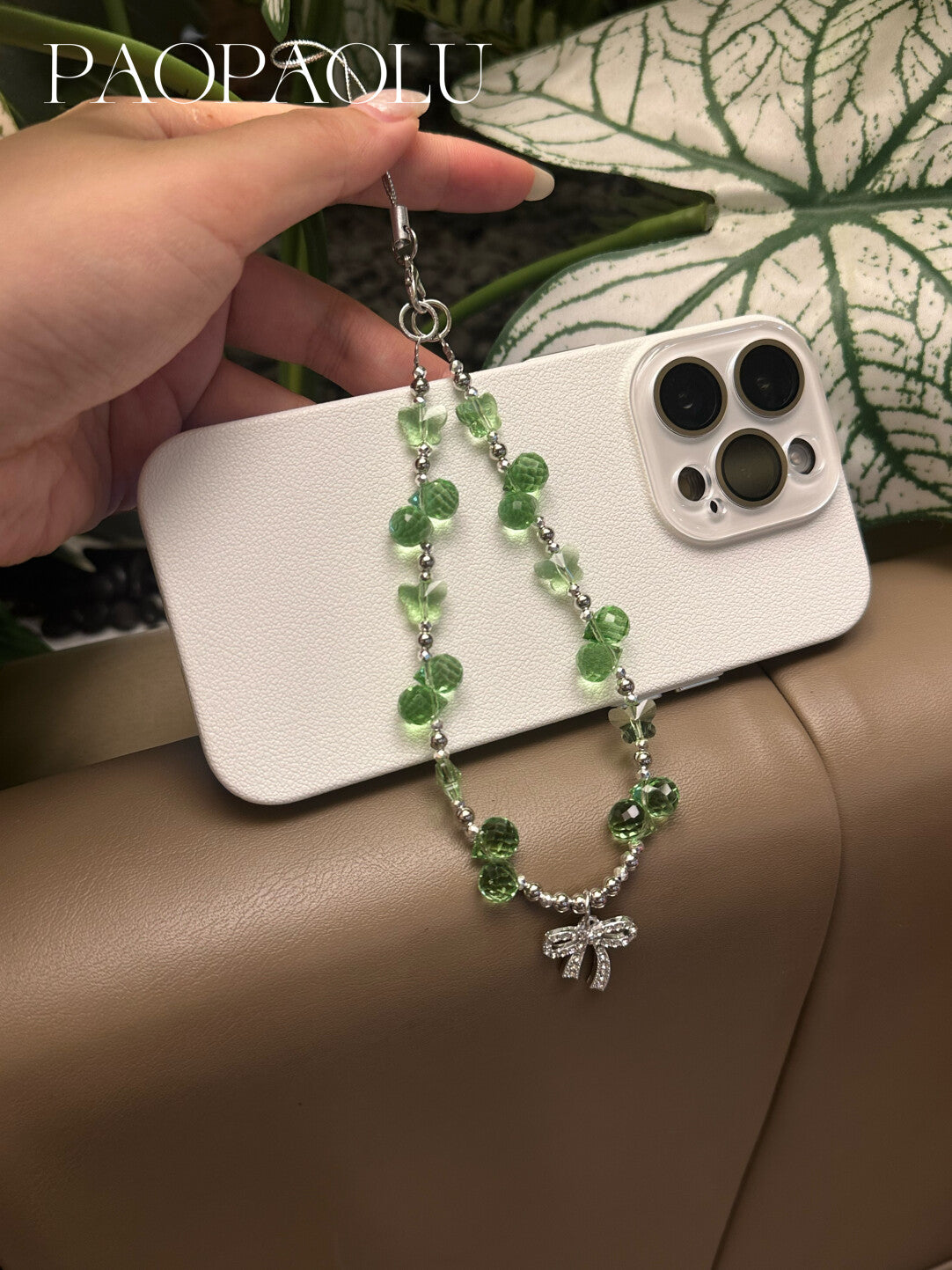 Green Mood Beaded Phone Charm