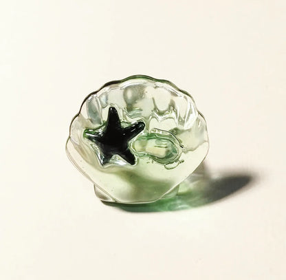 Green Shell Starfish Resin Ring