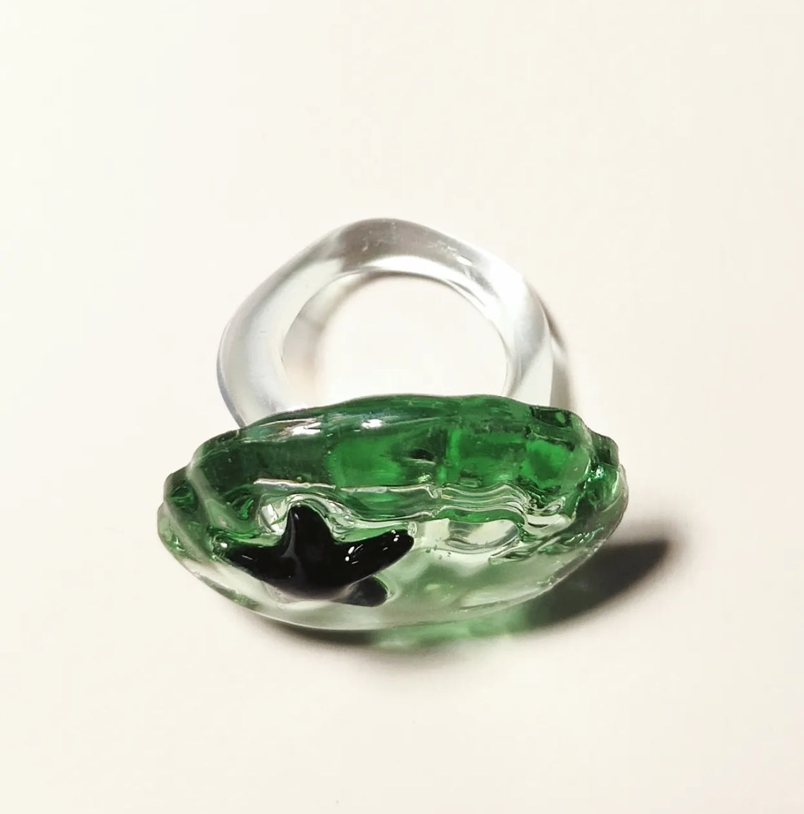 Green Shell Starfish Resin Ring