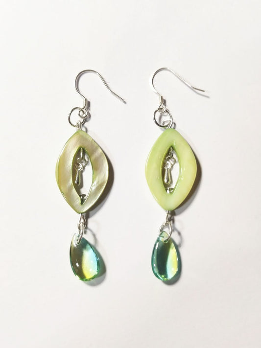 Green Shell Tear Dangle Earring