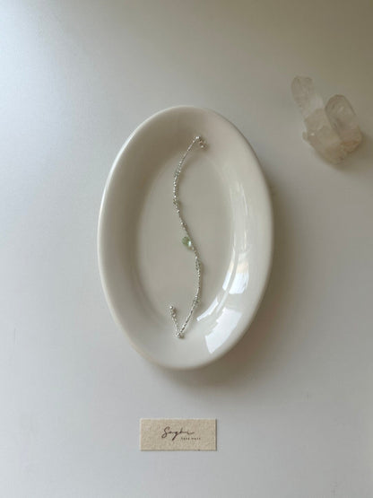 Green Grape Beaded Silver Bracelet