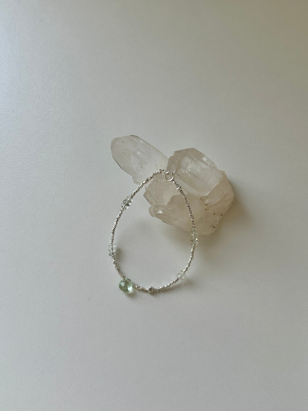 Green Grape Beaded Silver Bracelet