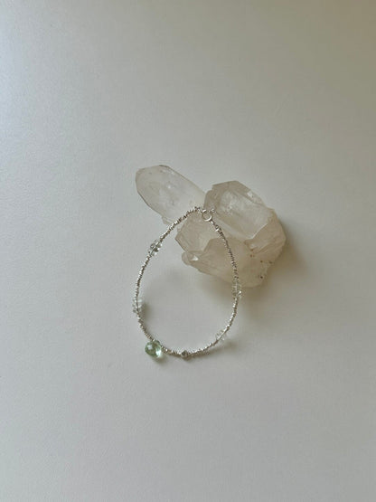 Green Grape Beaded Silver Bracelet