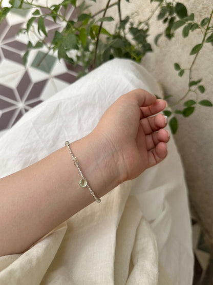 Green Grape Beaded Silver Bracelet