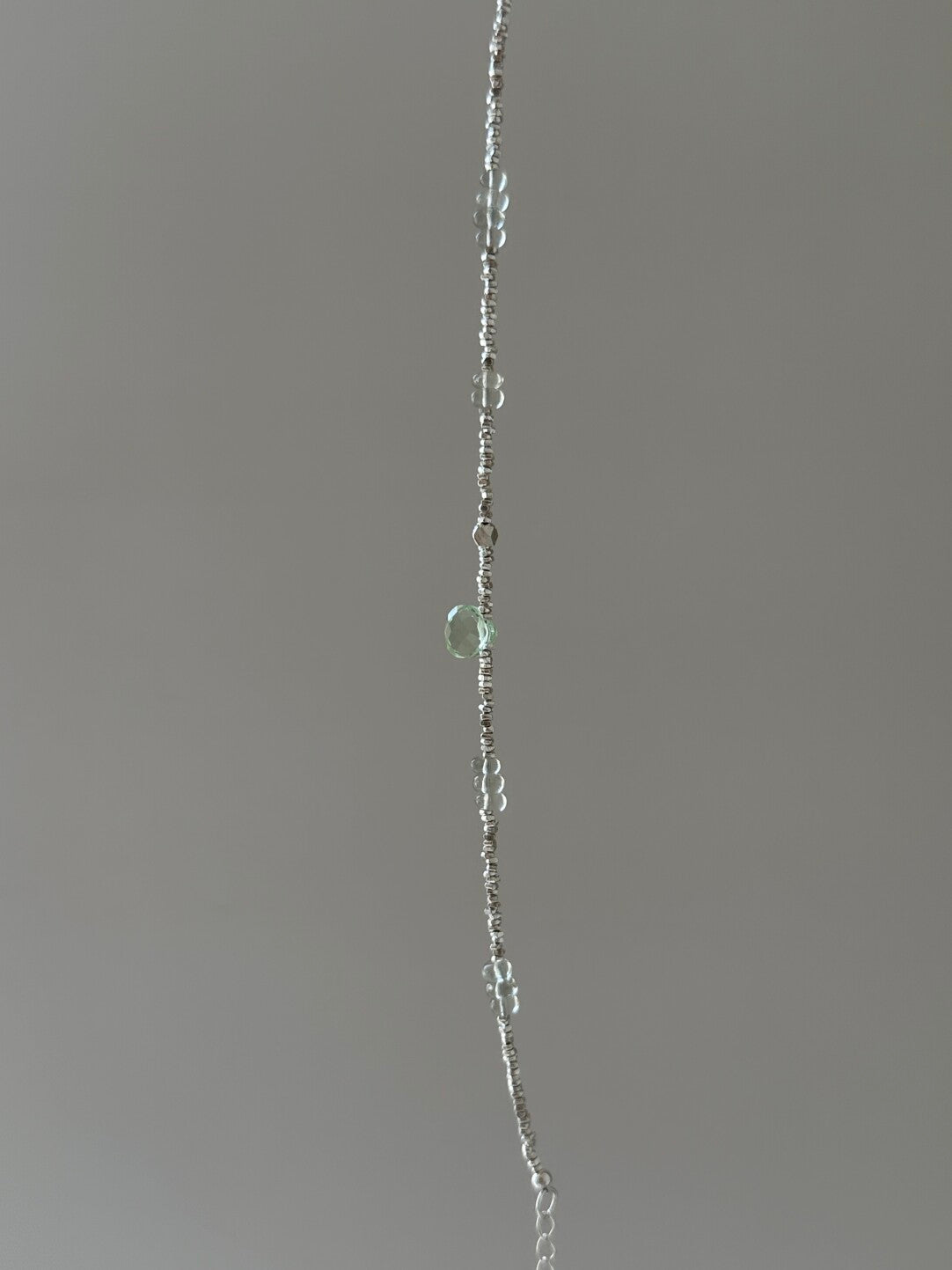 Green Grape Beaded Silver Bracelet