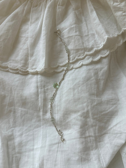 Green Grape Beaded Silver Bracelet