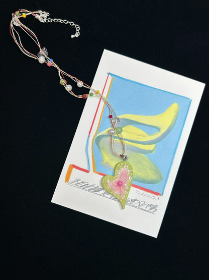 Guava Milkshake Irregular Heart Necklace