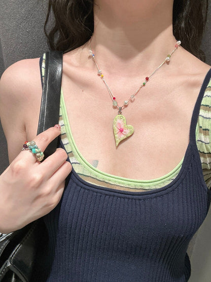 Guava Milkshake Irregular Heart Necklace