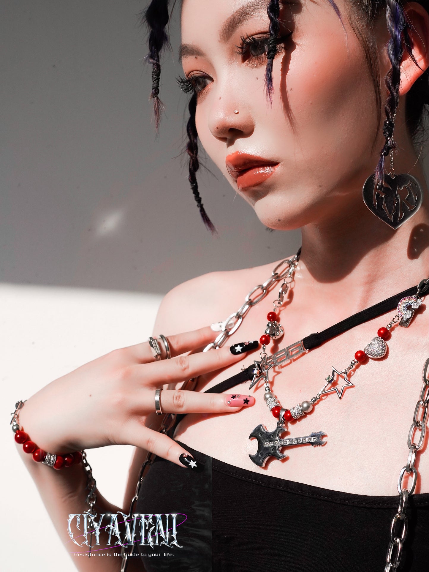 Guitar Charm Punky Necklace