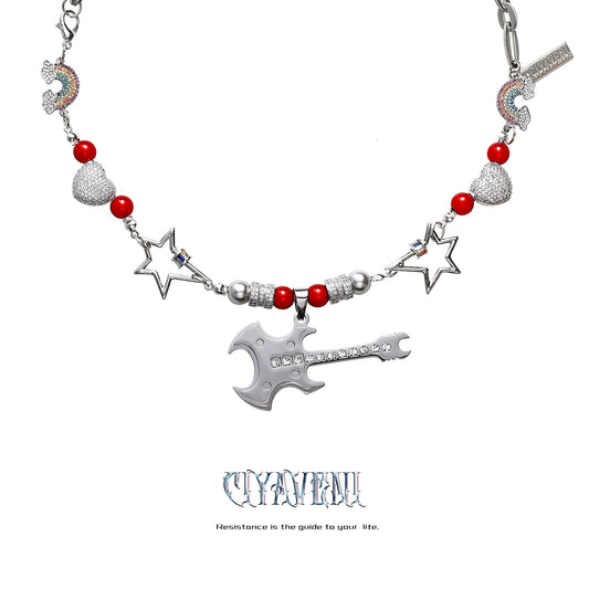 Guitar Charm Punky Necklace