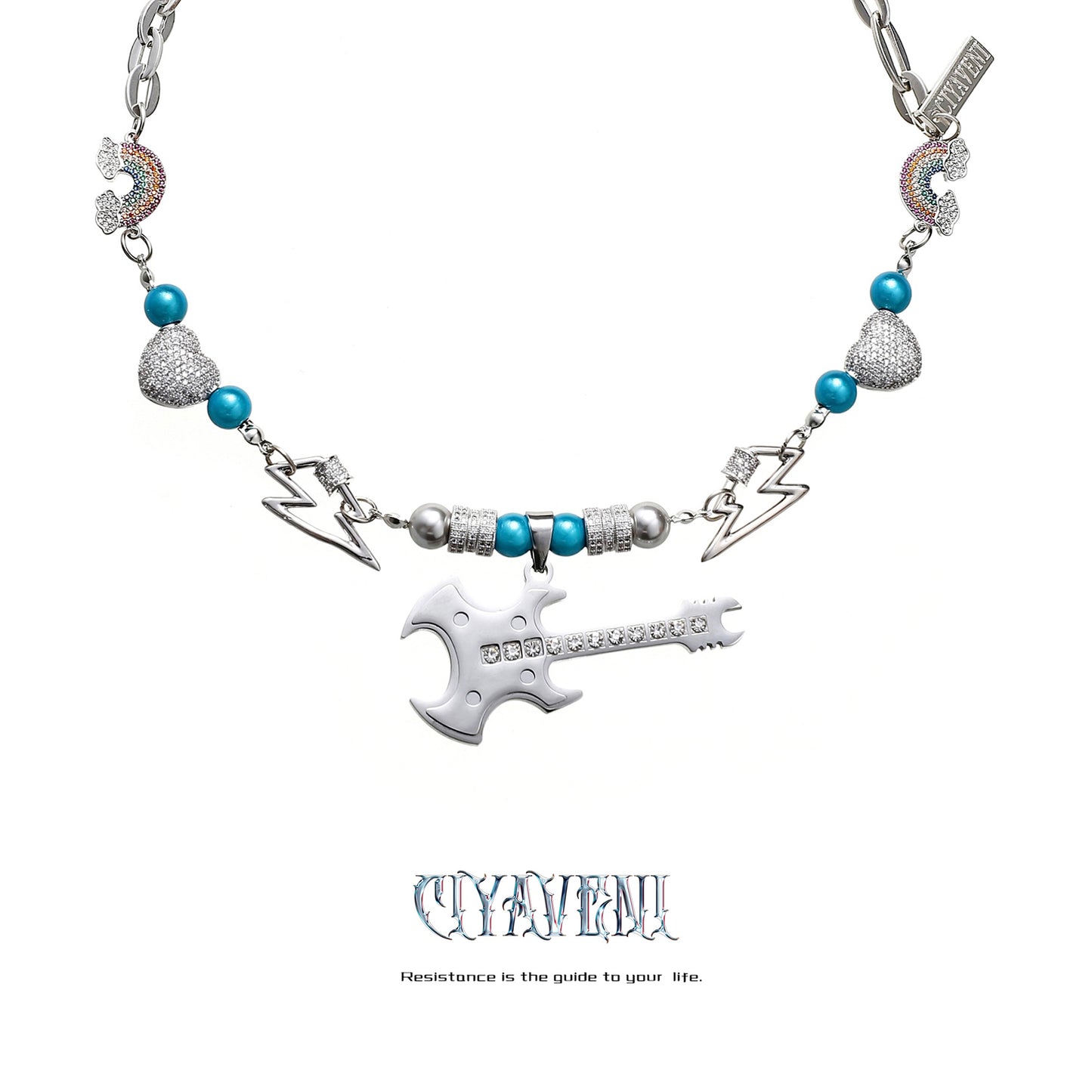 Guitar Charm Punky Necklace
