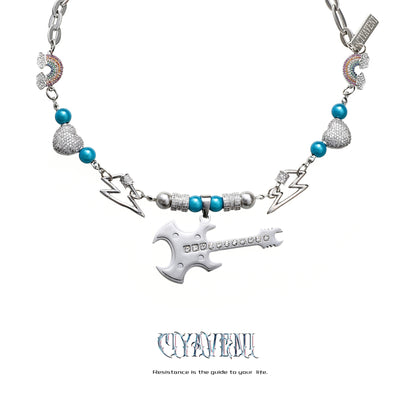 Guitar Charm Punky Necklace