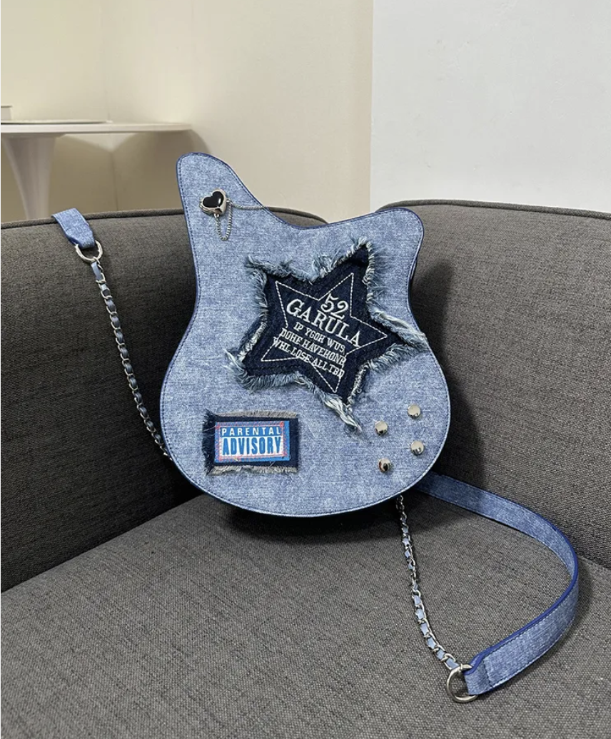 Guitar Shape Denim Backpack
