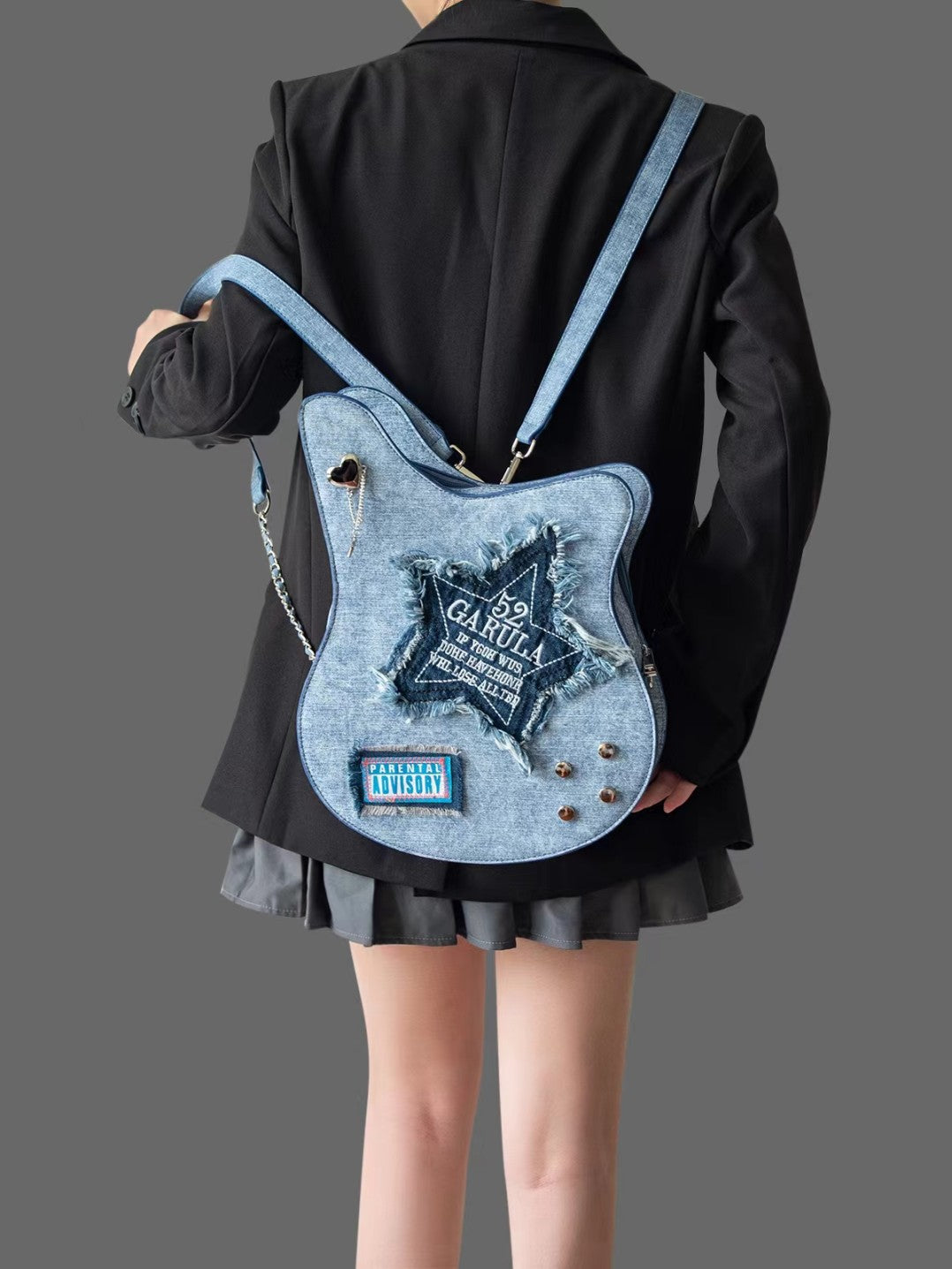 Guitar Shape Denim Backpack