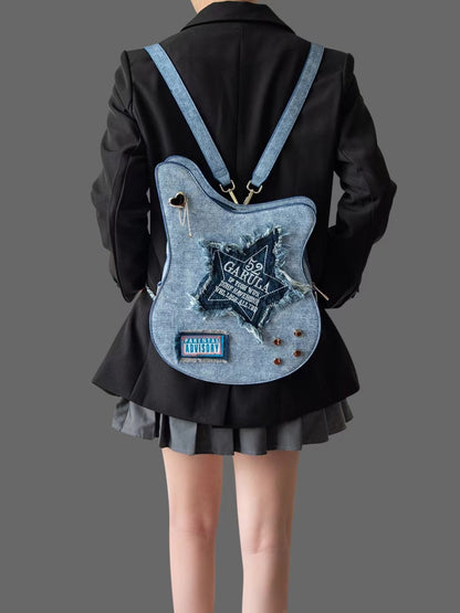 Guitar Shape Denim Backpack