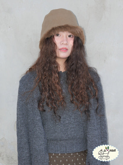 Hand-Embroidered Pony Plush Bucket Hat