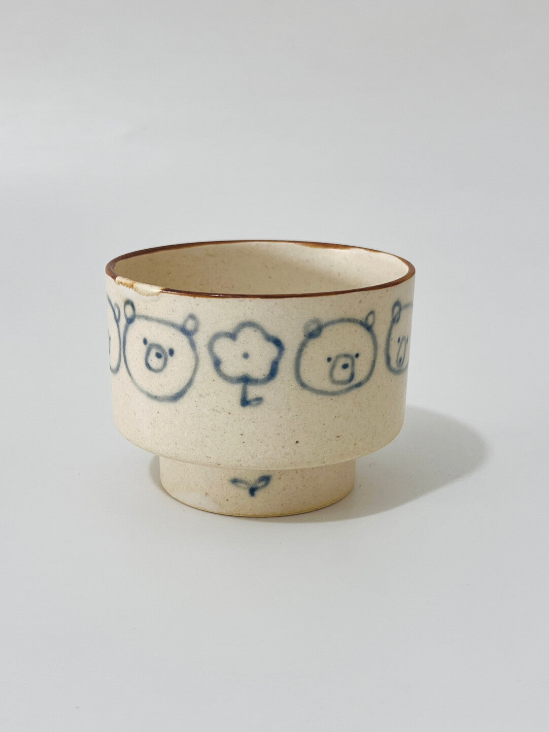 Hand-Painted Blueberry Bear Ceramic Goblet