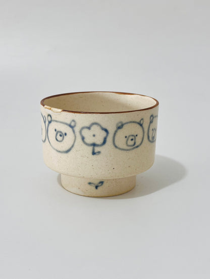 Hand-Painted Blueberry Bear Ceramic Goblet