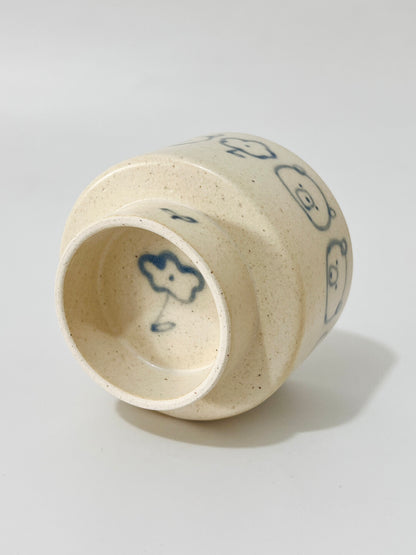 Hand-Painted Blueberry Bear Ceramic Goblet
