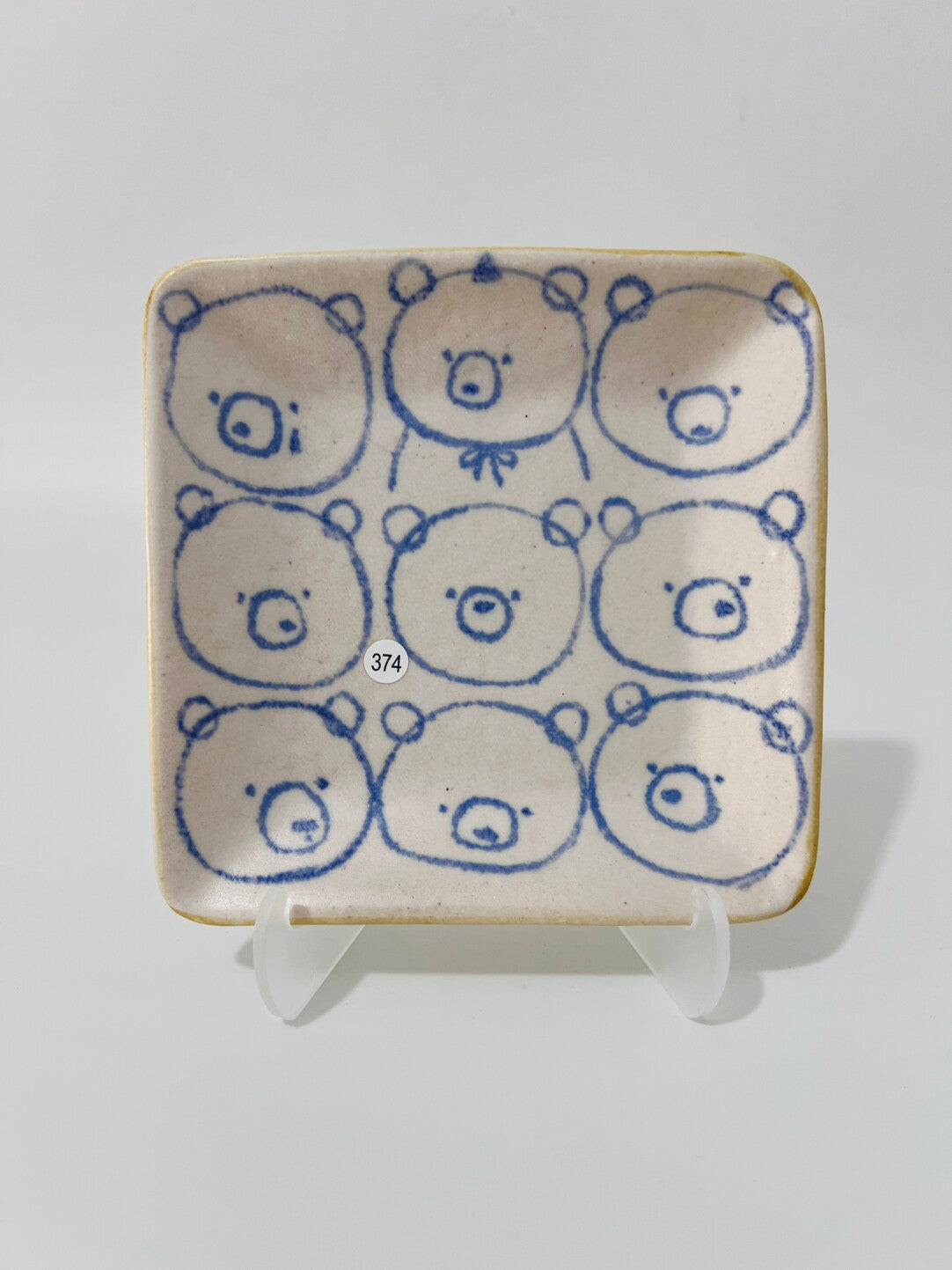 Hand-Painted Blueberry Bear Ceramic Plate