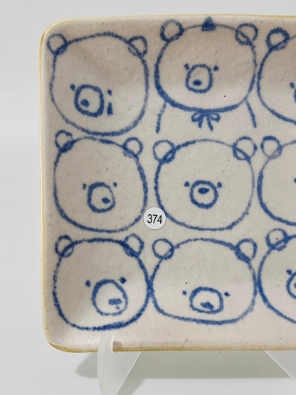Hand-Painted Blueberry Bear Ceramic Plate