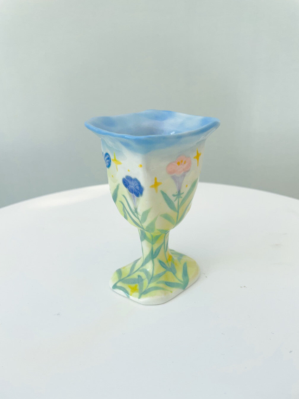 Hand-Painted Calla Lily Ceramic Goblet