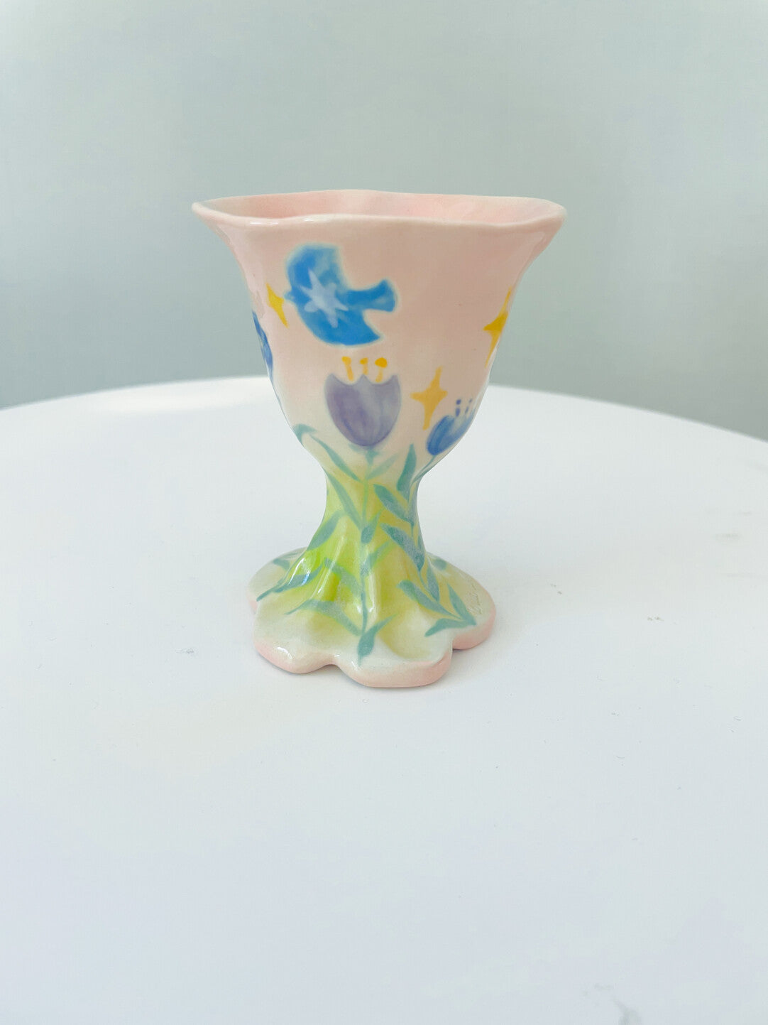 Hand-Painted Calla Lily Ceramic Goblet