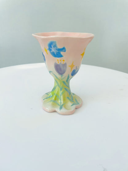 Hand-Painted Calla Lily Ceramic Goblet