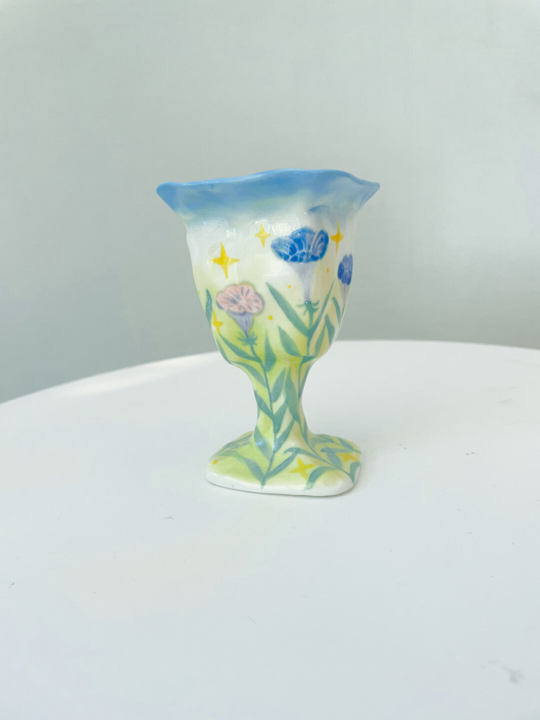 Hand-Painted Calla Lily Ceramic Goblet