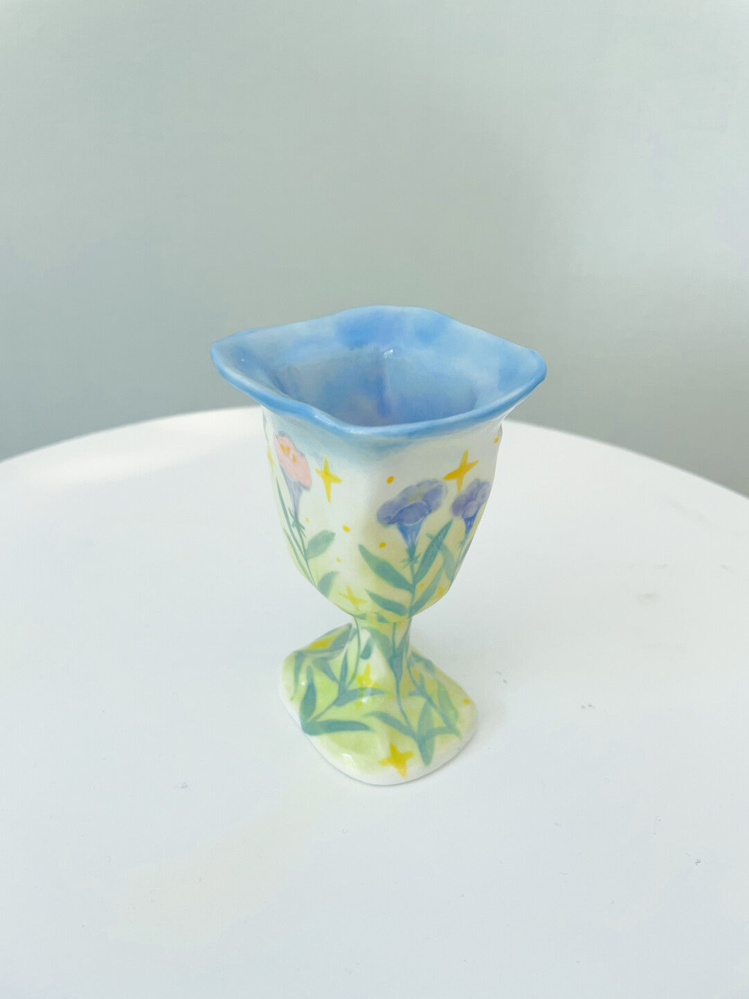 Hand-Painted Calla Lily Ceramic Goblet
