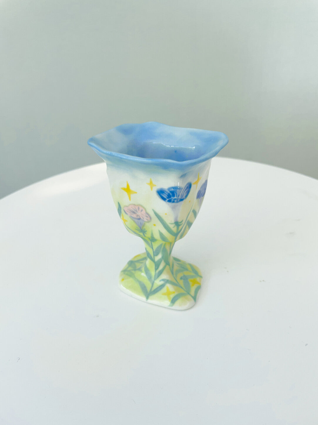 Hand-Painted Calla Lily Ceramic Goblet